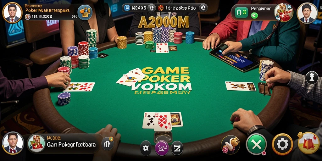Tampilan gameplay seru A200M dalam permainan Poker.