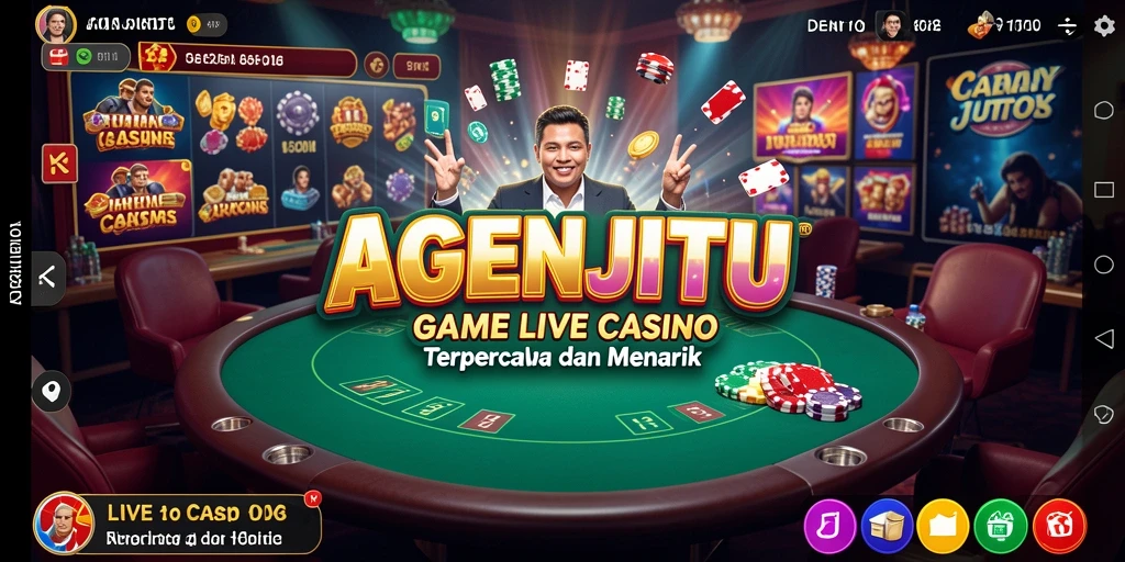 Screenshot gameplay AGENJITU menampilkan dealer langsung yang berinteraksi dengan pemain.