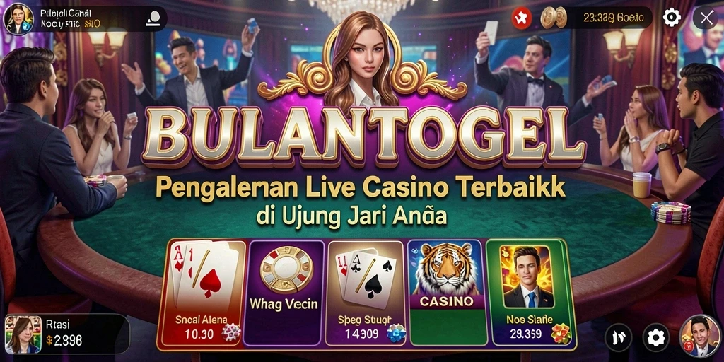 Tangkapan layar gameplay <strong>BULANTOGEL</strong> menampilkan dealer langsung yang memandu permainan.