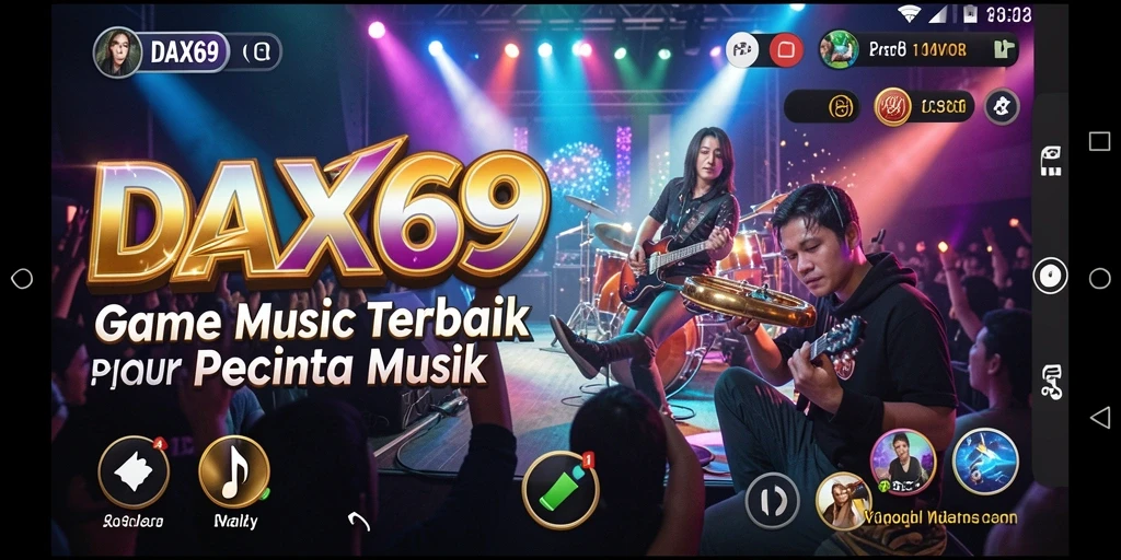 Tampilan screenshot DAX69 menunjukkan gameplay yang menyenangkan dengan musik.