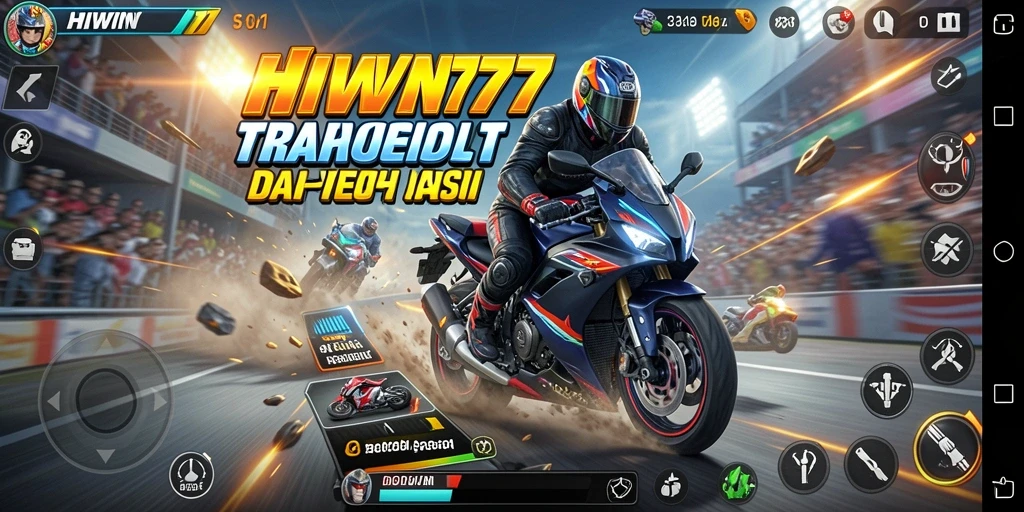 Tampilan gameplay seru dengan aksi balapan motor dari HIWIN777.
