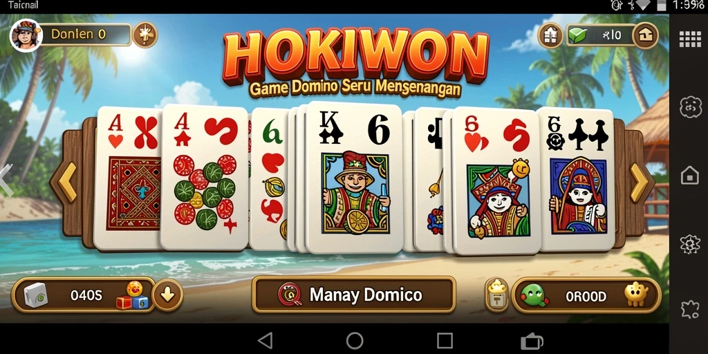 Screenshot gameplay HOKIWON menunjukkan keseruan permainan domino.