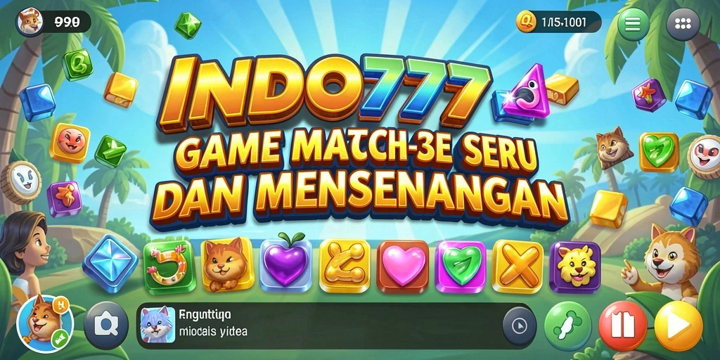 Tangkapan layar gameplay INDO777 yang menunjukkan suasana permainan Match-3.