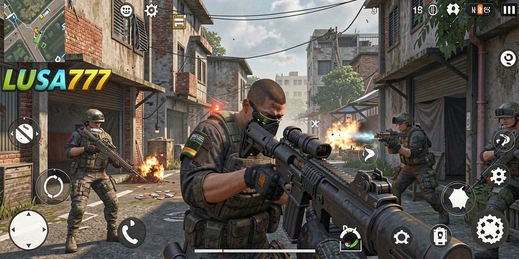 Screenshot gameplay LUSA777 menunjukkan aksi menegangkan dalam TPS.