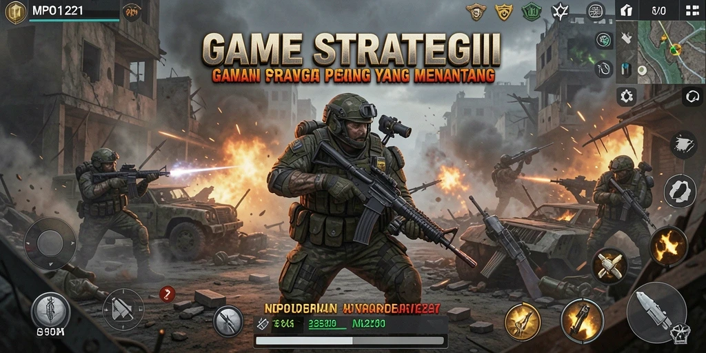 Screenshot gameplay MPO1221 yang menunjukkan aksi strategis dan pertempuran seru.