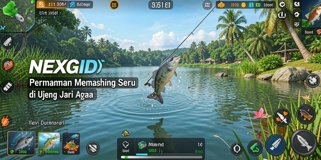 Gameplay seru NEXGID yang menampilkan aksi memancing.