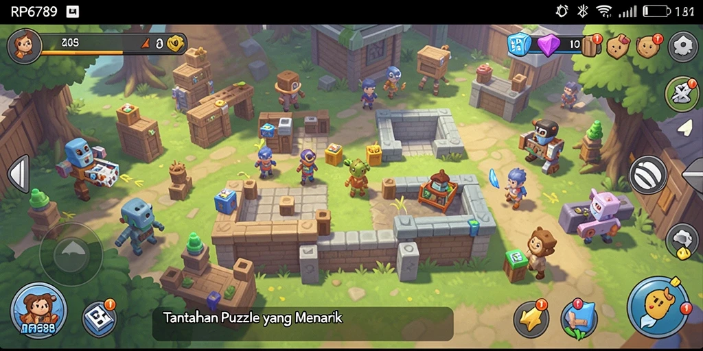 Screenshot gameplay RP6789 menampilkan tingkat tantangan Puzzle yang mengasah otak.