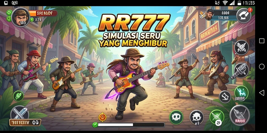 Tampilan gameplay yang mendebarkan dari RR777 dengan efek visual menakjubkan.