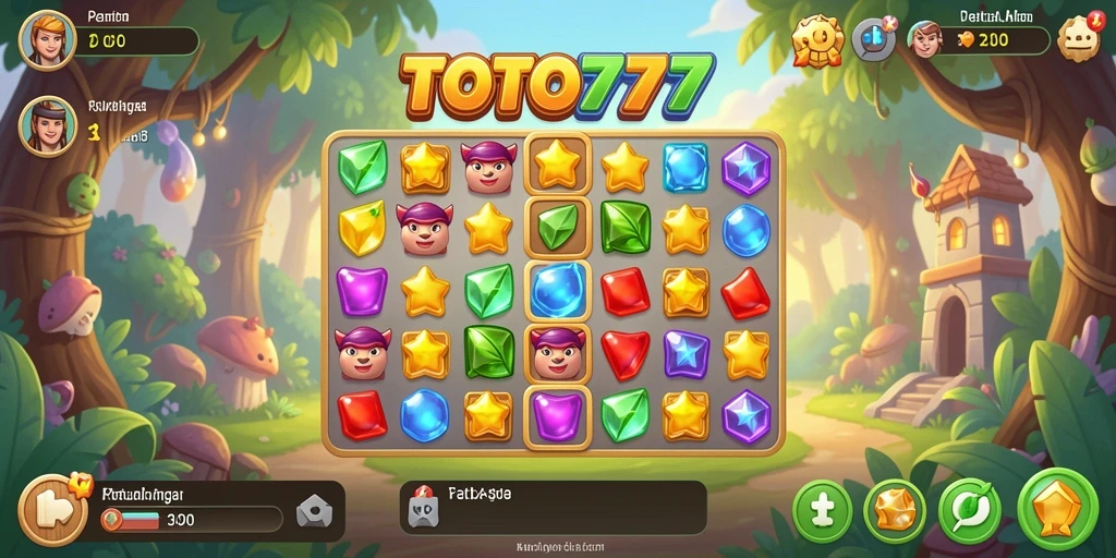 Screenshot gameplay TOTO777 menampilkan keseruan mencocokkan objek Match-3.