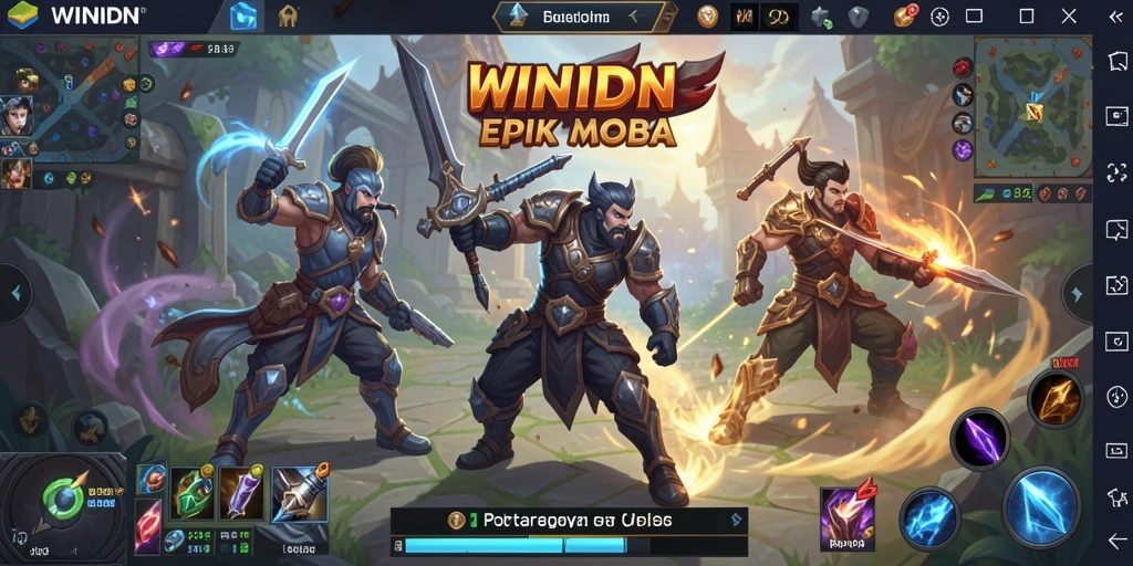 Tampilan gameplay seru WINIDN dalam pertempuran MOBA.